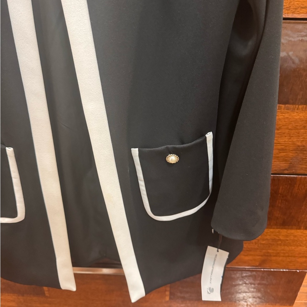 Karl Lagerfeld Black Jacket with White Trim NWT - Picture 3 of 5